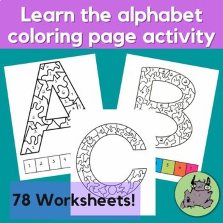 Learn the Alphabet Coloring Pages for letters A-Z for Pre-K, K, 1st, 2nd grade