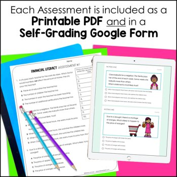 3rd Grade Financial Literacy TEKS Tests - Printable PDF and Digital Google Forms, image 2