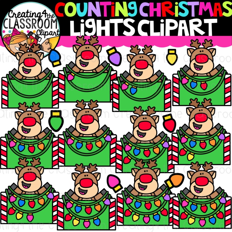 Counting Christmas Lights Clipart {Christmas Clipart, Math Clip art}