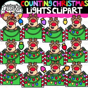 Counting Christmas Lights Clipart {Christmas Clipart, Math Clip art}, image 2