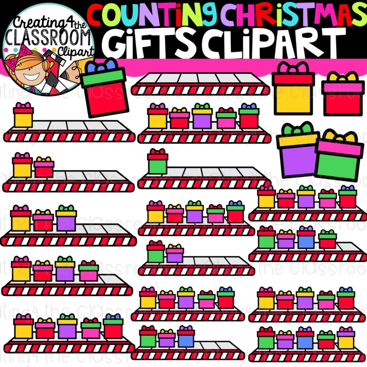 Counting Gifts Clipart {Christmas Clipart, Math Clip art}