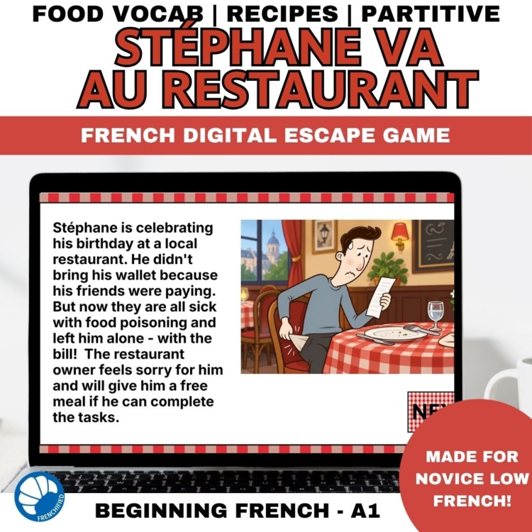 French Food & Restaurant Digital Escape Game | Partitive Articles | A1