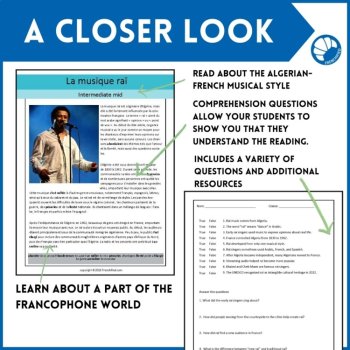 French Reading Comprehension: Raï Music of Algeria | 3 Differentiated Levels, image 4