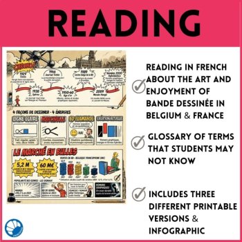 French Reading Comprehension - Belgian Comics, Tintin & Spirou | 3 Levels, image 3