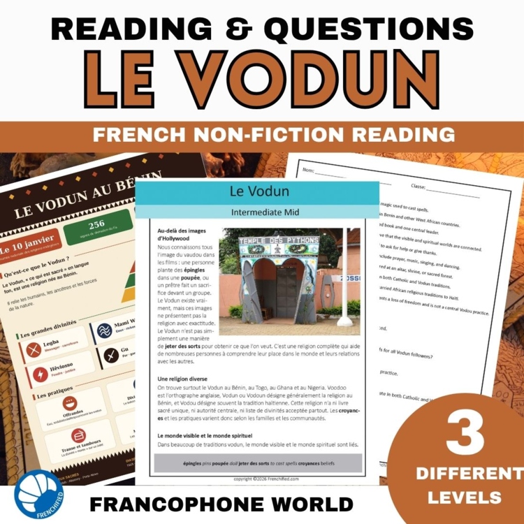 Vodun in Benin | French Reading Comprehension 3 Levels