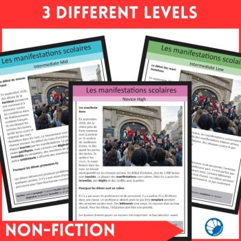 French Current Events Reading: School Protests in France | 3 Levels + Questions, image 2
