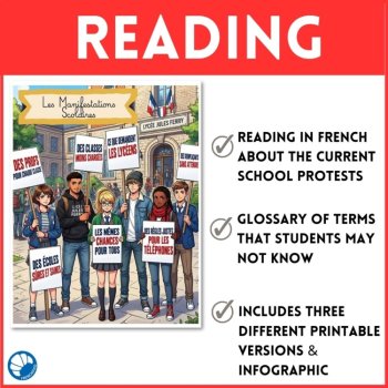 French Current Events Reading: School Protests in France | 3 Levels + Questions, image 3