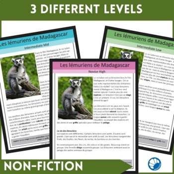 French Reading Comprehension - Lemurs of Madagascar - 3 Differentiated Levels, image 2