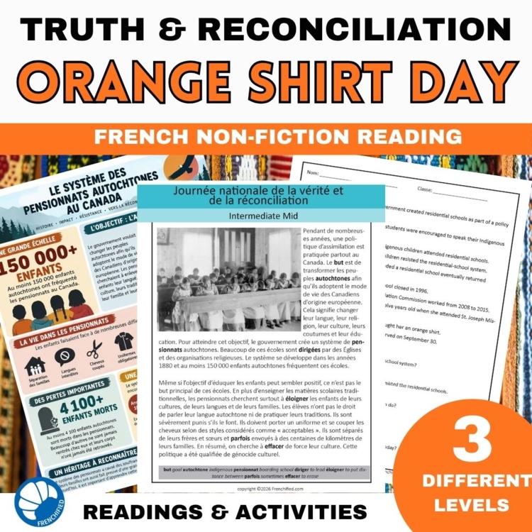 Orange Shirt Day French Reading Comprehension | Truth and Reconciliation