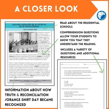Orange Shirt Day French Reading Comprehension | Truth and Reconciliation, image 4