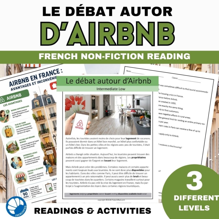 Tourisme en France Airbnb | French Reading Comprehension at 3 Levels