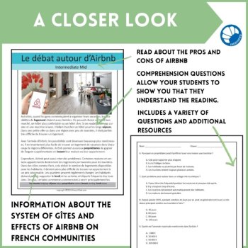 Tourisme en France Airbnb | French Reading Comprehension at 3 Levels, image 4