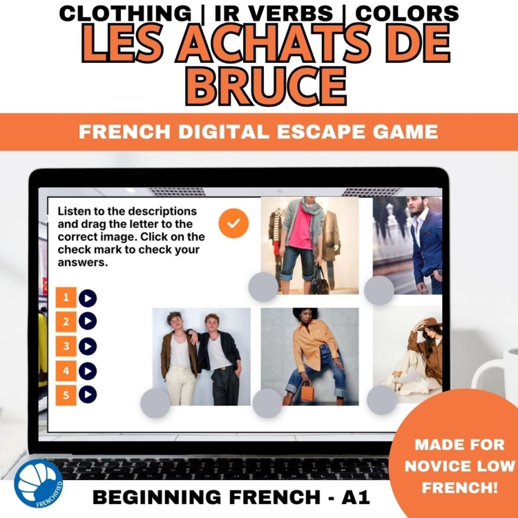 French Clothing Escape Room | Colors & IR Verbs | Beginner A1 French