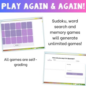 Spanish Spring Vocabulary Games | La Primavera Activities, image 4