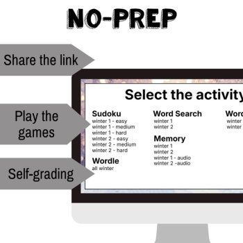 Spanish vocabulary activity practice games winter el invierno, image 2