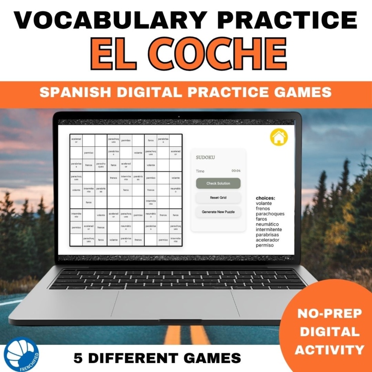 Spanish Car Vocabulary Games for Driving and El Coche Practice