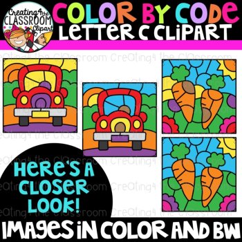 Letter C Color By Code Clipart {Alphabet clipart}, image 2