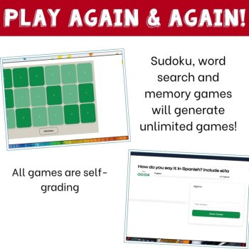 Spanish vocabulary activity practice games school subjects las asignaturas, image 4