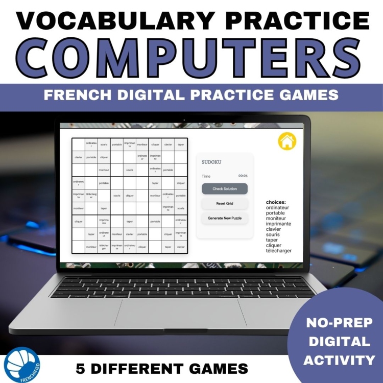 French vocabulary activity practice games computers les ordinateurs
