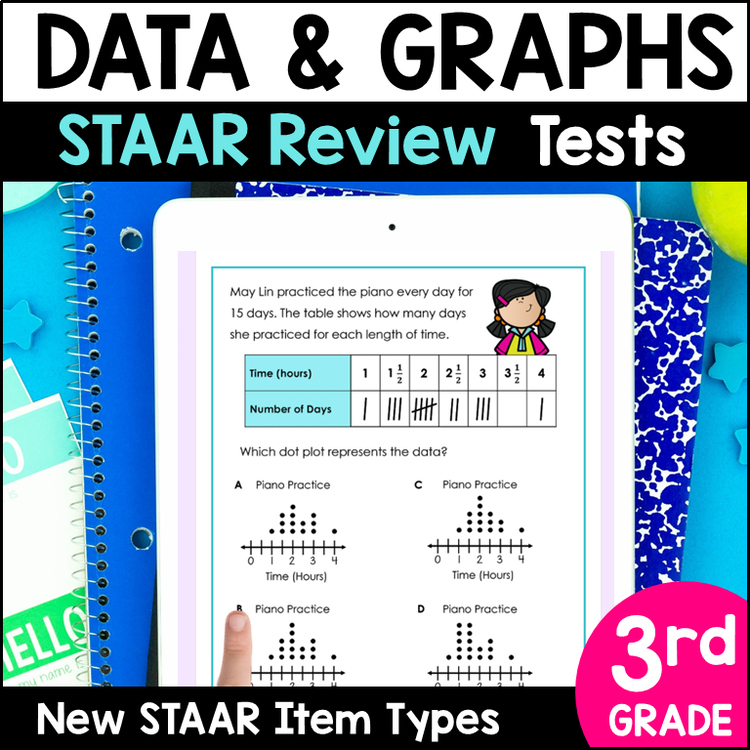 3rd Grade Data & Graphs TEKS Tests - Printable PDF and Digital Google Forms