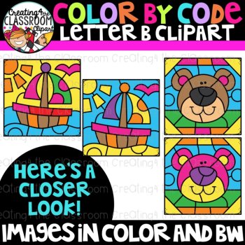 Letter B Color By Code Clipart {Alphabet clipart}, image 2