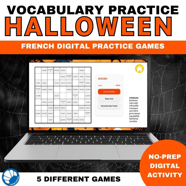 French vocabulary activity practice games Halloween la Toussaint