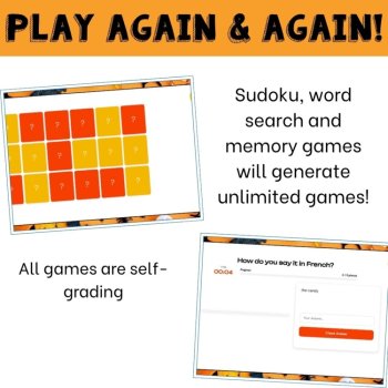 French vocabulary activity practice games Halloween la Toussaint, image 4