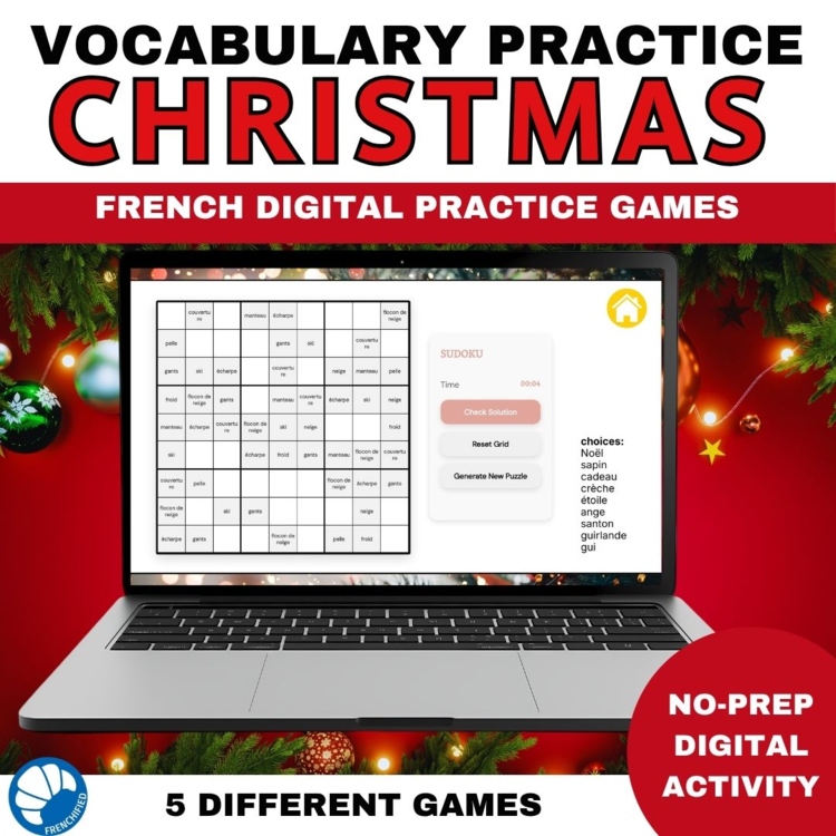 French vocabulary activity practice games Christmas le Noël