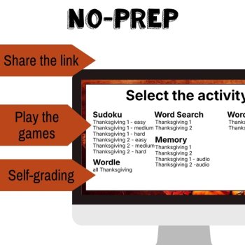 French vocabulary activity practice games Thanksgiving Action de Grâce, image 2