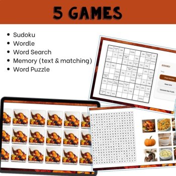 French vocabulary activity practice games Thanksgiving Action de Grâce, image 3
