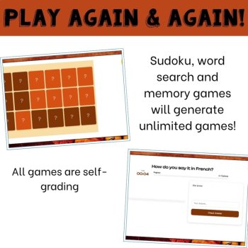 French vocabulary activity practice games Thanksgiving Action de Grâce, image 4