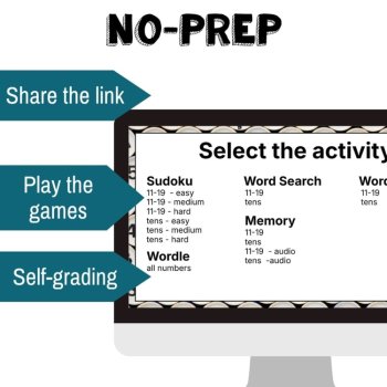Spanish Numbers 11 to 20 Vocabulary Games | Teens and Tens Number Practice, image 2