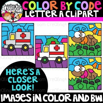 Letter A Color By Code Clipart {Alphabet clipart}, image 2
