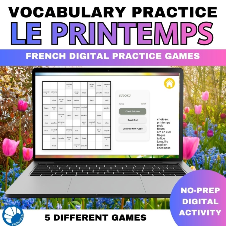 French vocabulary activity practice games spring le printemps