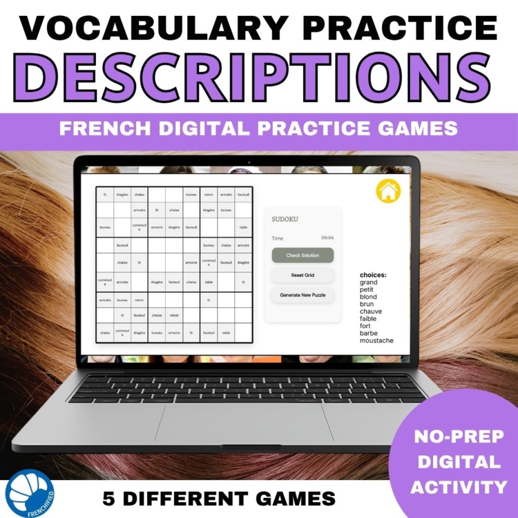 French vocabulary activity practice games physical descriptions