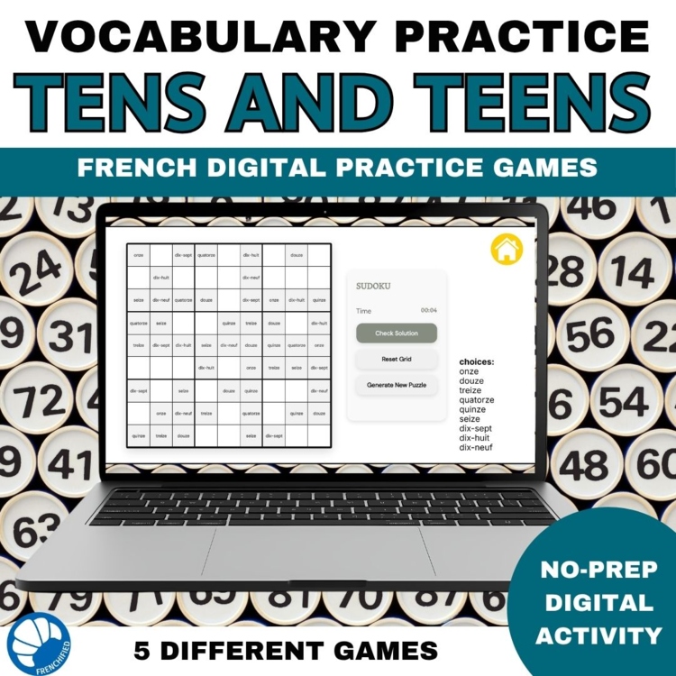 French Numbers Games | Numbers 11 to 20 Vocabulary Practice tens and teens
