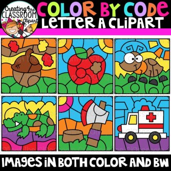 Color by Code Alphabet Clipart Bundle |Color by Number, image 2