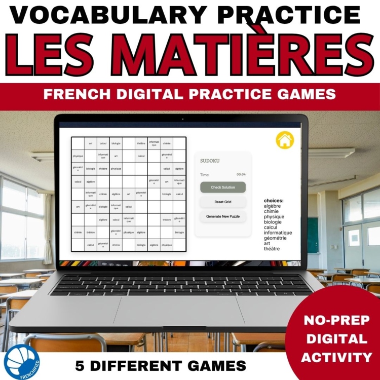 French school vocabulary activity practice games school subjects classes