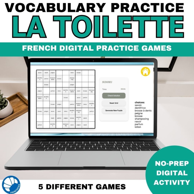 French vocabulary activity practice games la toilette hygiene supplies