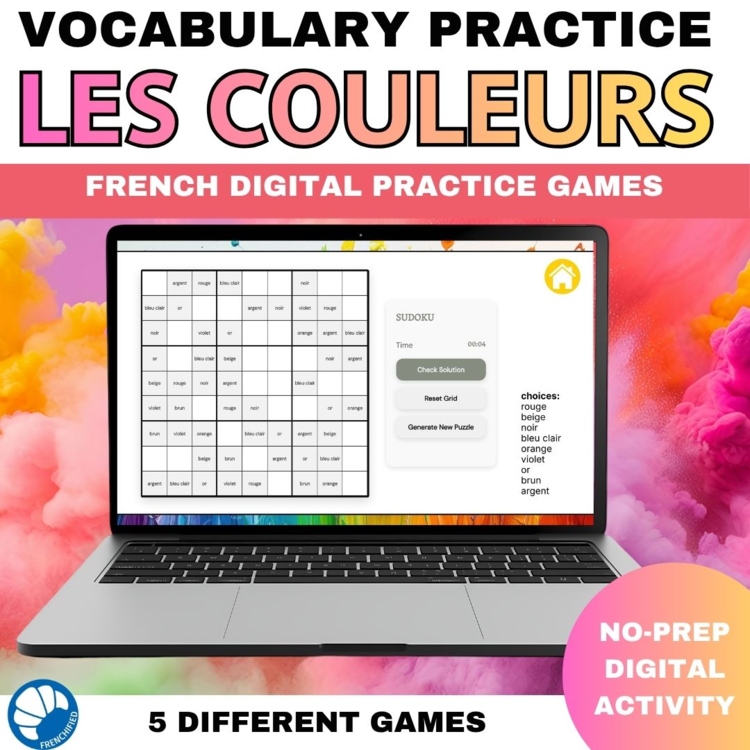 French Colors Vocab Games | Les Couleurs Practice Activity Color Game