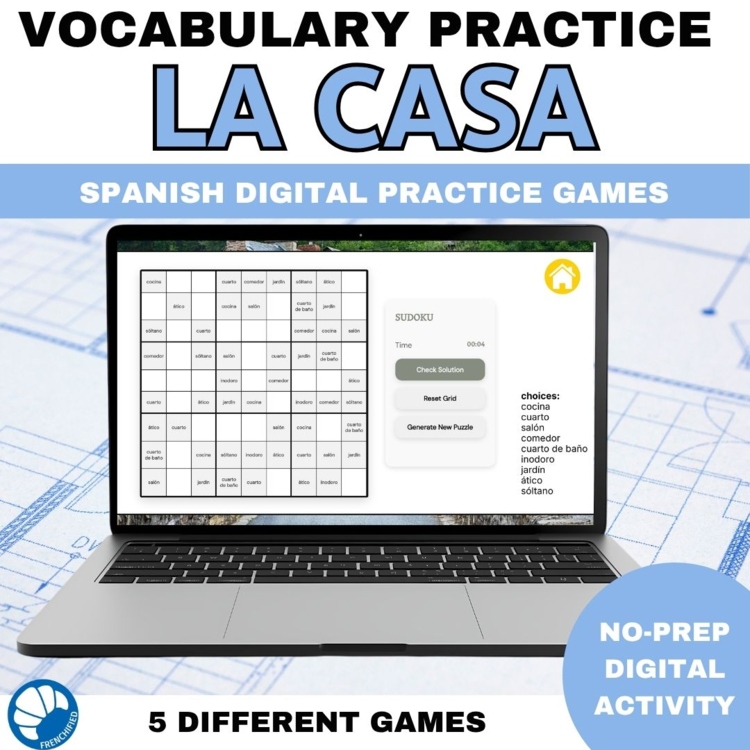 Spanish vocabulary activity practice games rooms in house 6 different activities