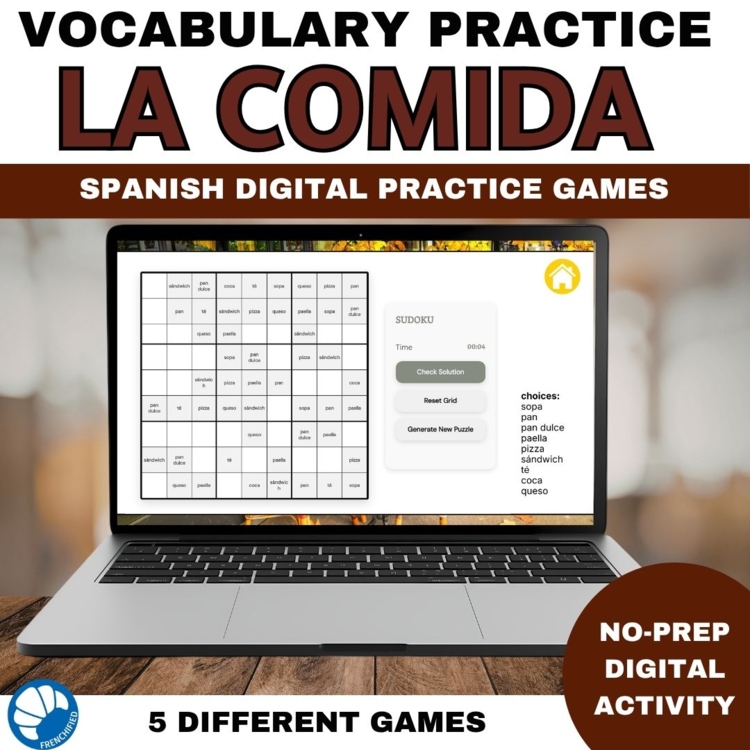 Spanish Food Vocabulary Games | Comida Vocab Activities for Spanish Class