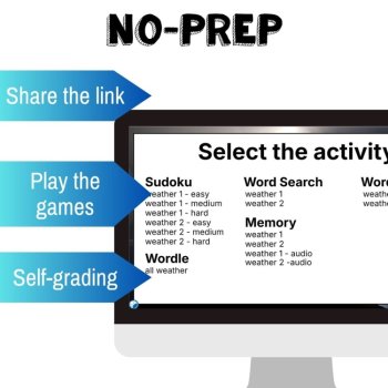 Spanish vocabulary activity practice games weather 6 different activities, image 2