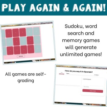 Spanish vocabulary activity practice games places in town 6 different activities, image 4
