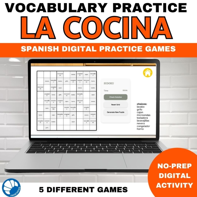 Spanish Kitchen Vocabulary Activities | Vocab Games for High School