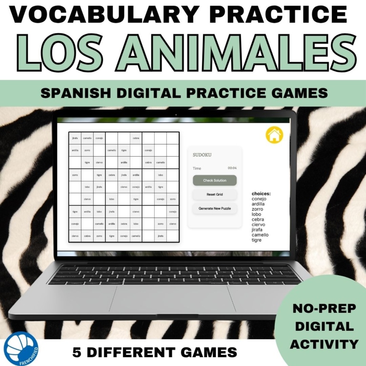 Spanish vocabulary activity practice games animals 6 different activities