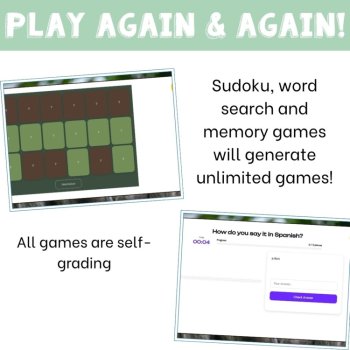 Spanish vocabulary activity practice games animals 6 different activities, image 4