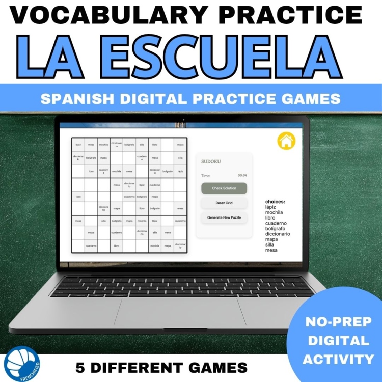Spanish School Vocabulary Games | 6 No-Prep Digital Activities
