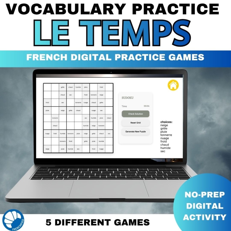 French vocabulary practice - French weather activities games le temps