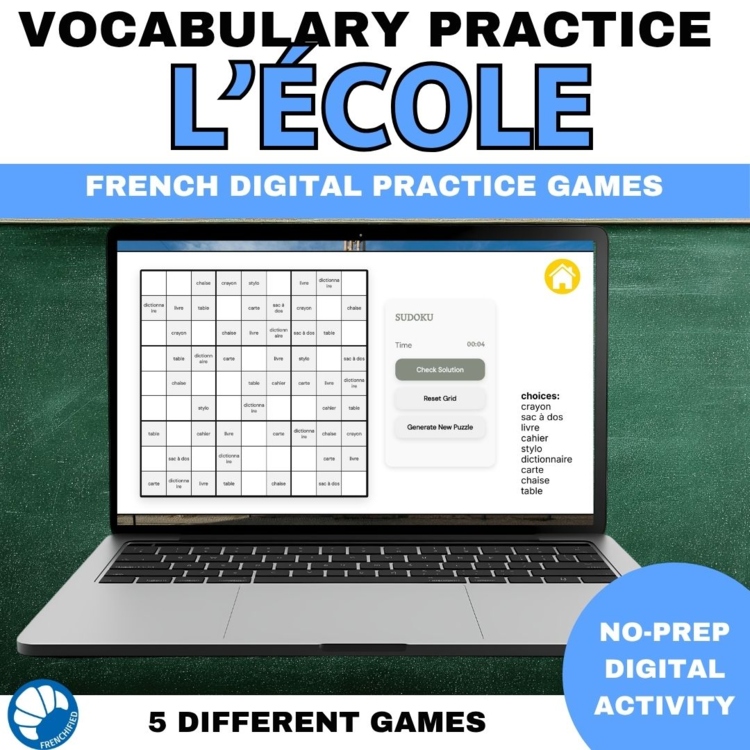 French School Vocabulary Games | 6 No-Prep Digital Activities Le lycée